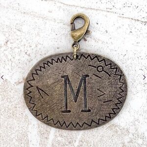 Boho “ M “ Bronze Oval Letter M Charm